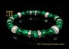 Pulsera elástica malaquita y perlas, mod. 520
