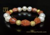 Pulsera elástica goldstone y perlas, mod. 527