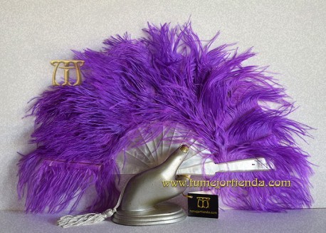 Abanico de nacarina y plumas, Mod. ZULIMA